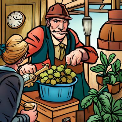 Max, a tricky shopkeeper, meets Clara Max, a tricky shopkeeper, meets Clara