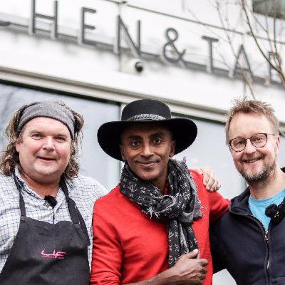 Matpodden - med besøk av Marcus Samuelsson - Ceviche med gresskarpure og kamskjell