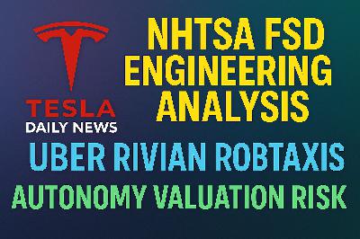 2026-03-20 Tesla News - NHTSA FSD Engineering Analysis, Uber Rivian Robotaxis, Autonomy Valuation Risk