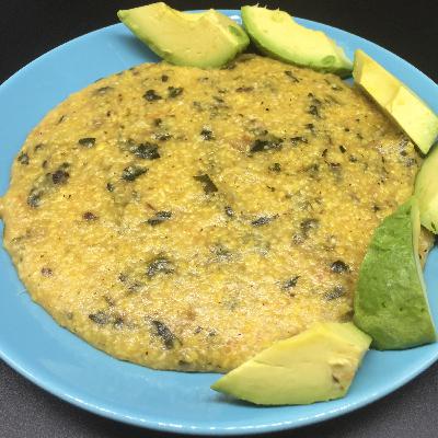 Cornmeal with herring and spinach