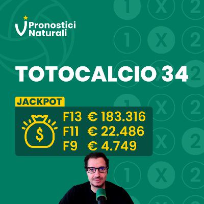 Totocalcio 34 🔥 Jackpot F13 a 183K + F11 22K + F9 5K!