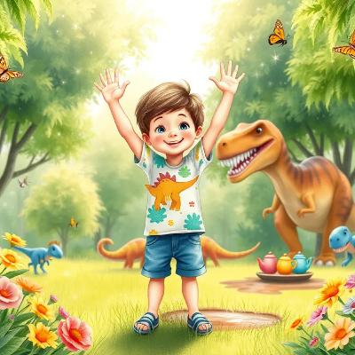 Noah and the Giggle Garden Dinosaurs - By StoryBee Tales - Bedtime Stories for Kids