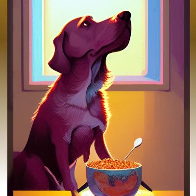 El Perro que come cereal con cuchara