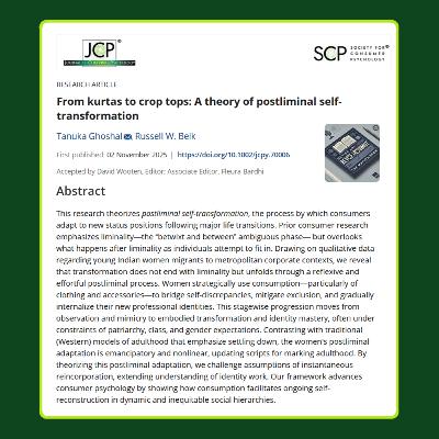 From kurtas to crop tops (Ghoshal & Belk, 2025) | FT50 JCP From kurtas to crop tops (Ghoshal & Belk, 2025) | FT50 JCP