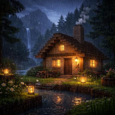 Minecraft Rain Ambience – 8 Hours