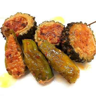 🟢苦みも旨みもまるごと味わう！『 ゴーヤとししとうの肉詰め 』🍖🌶️