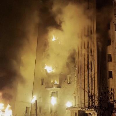 Ukraine firefighters rush to rescue people, pets after Russian strike