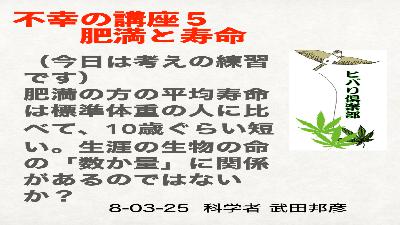 不幸の講座（5）「肥満と寿命」
