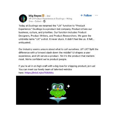 S2#3: mig reyes, duolingo và cuộc tranh luận về danh xưng UX