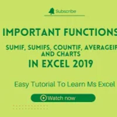 SumIF | Sumifs | Countif | AverageIF |Basic Excel | Excel 2019| Data Management | BPA EDUCATORS