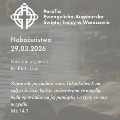 Niedziela ze Słowem, rozważanie z nabożeństwa 29 marca 2026 Niedziela ze Słowem, rozważanie z nabożeństwa 29 marca 2026