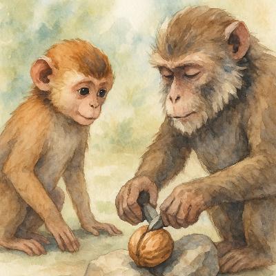 La guenon, le singe et la noix