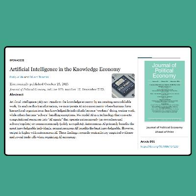 AI in the Knowledge Economy (Ide & Talamas, 2025) | FT50 JPE