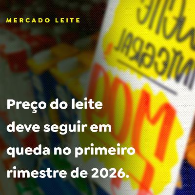 Preço do leite deve seguir em queda no primeiro trimestre de 2026