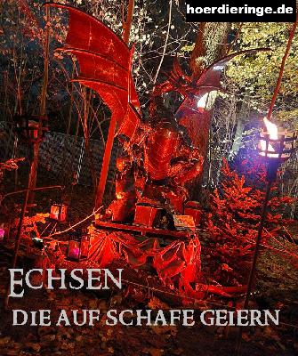 Echsen, die auf Schafe geiern