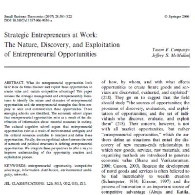 23- Strategic Entrepreneurs at Work The Nature, Discovery, and Exploitation of Entrepreneurial Oppor