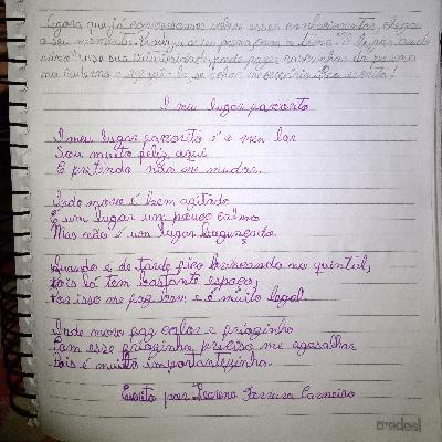 Poema sobre: O meu lugar favorito.