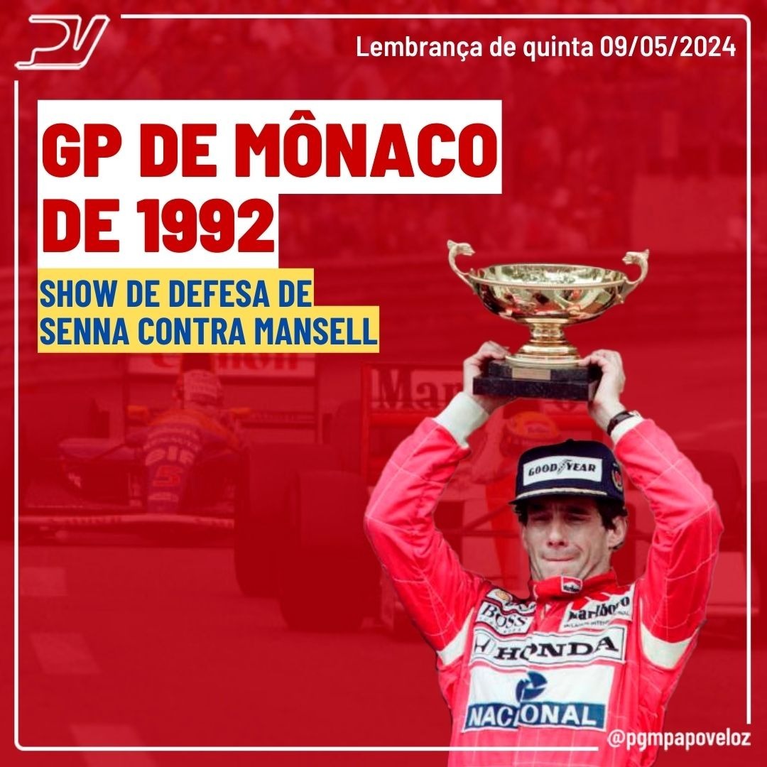 GP DE MÔNACO DE 1992: show de defesa de Senna contra Mansell - Lembrança de quinta 09/05/2024 episode artwork