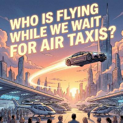 Who is flying while we wait for airtaixs ?