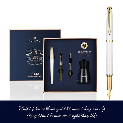 Bút ký tên Montagut 086 màu trắng (tặng kèm 1 lọ mực và 2 ngòi thay thế)