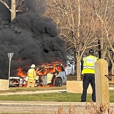 Car catches fire in front of Sycamore Speedway parking lot