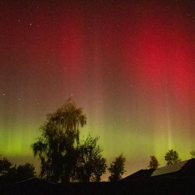 Aktive Sonne - Polarlichter sind am Himmel über Mitteleuropa