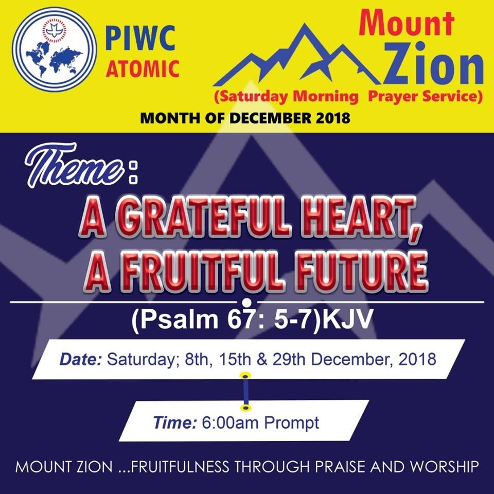 Piwc Atomic Mount zion Month of December 2018