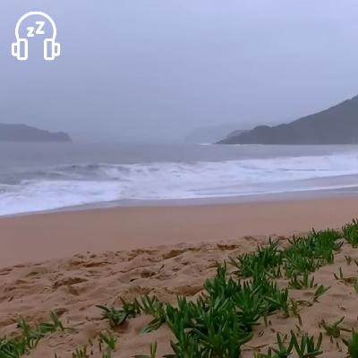 Ocean Waves Crashing at Stormy Beach with Sea Rain | Relaxing Sounds for Sleep & Tinnitus | Brown Noise