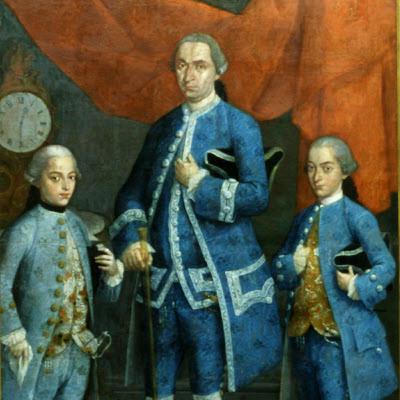 RETRATO DE FRANCISCO ANTONIO DE LARREA Y VICTORIA CON SUS DOS HIJOS DE JOSÉ DE PÁEZ 1774