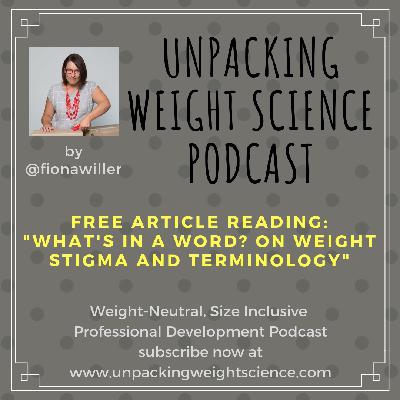 Article reading: 'What's in a word? On weight stigma and terminology'