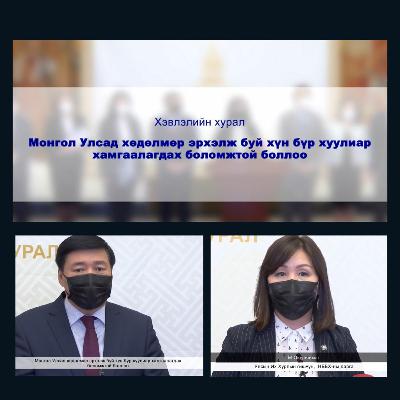 Монгол Улсад Хөдөлмөр Эрхэлж Буй Хүн Бүр Хуулиар Хамгаалагдах Боломжтой Боллоо  2021 - 07 - 02