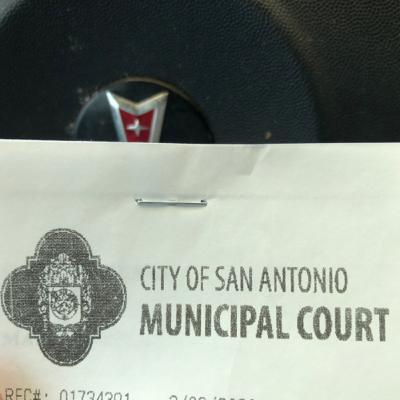 Going to pay speeding ticket.