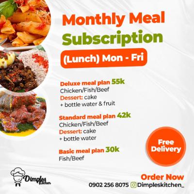 Dimples Kitchen Monthly Meal Plan