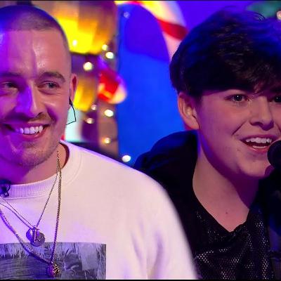 A young gent and a Giant- the Toy Show's Mikie Moloney