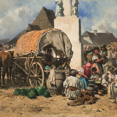 August von Pettenkofen - Ungarische Marktszene August von Pettenkofen - Ungarische Marktszene