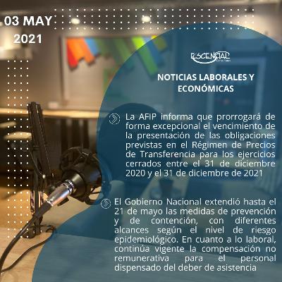 NOVEDADES LABORALES Y ECONÓMICAS 03/05/2021