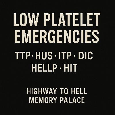 Low Platelet Emergencies: TTP, HUS, ITP, DIC, HELLP, HIT thrombocytopenia memory palace