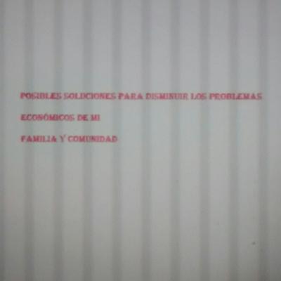 Posibles soluciones para disminuir los problemas económicos de muestra familia y comunidad Posibles soluciones para disminuir los problemas económicos de muestra familia y comunidad