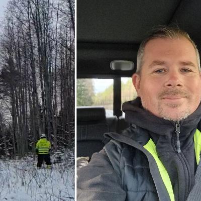 Kristofer spränger stormfällda träd: ”Säkrare” Kristofer spränger stormfällda träd: ”Säkrare”
