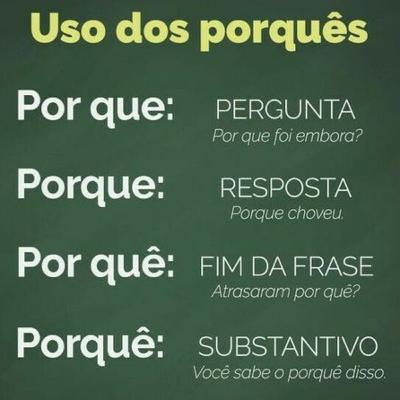 Uso dos porquês. Uso dos porquês.