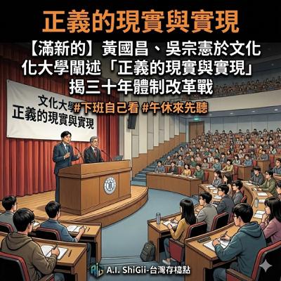 【滿新的】黃國昌、吳宗憲於文化大學闡述「正義的現實與實現」揭三十年體制改革戰 #下班自己聽#午休也可以