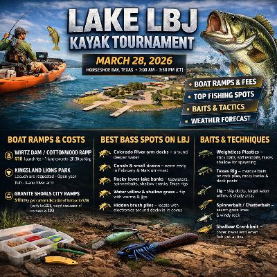 Lake LBJ Pre Tournament Podcast | Bass Kayak Tournament March 28, 2026 | Ramps, Baits, Weather,Spots