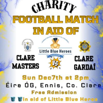 Clare Gardaí To Play Clare Masters In Fundraising Match For Little Blue Heroes Clare Gardaí To Play Clare Masters In Fundraising Match For Little Blue Heroes