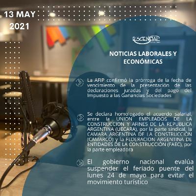 NOVEDADES LABORALES Y ECONÓMICAS 13/05/2021