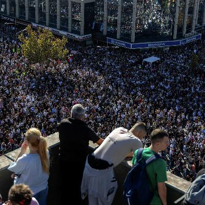 Serbians mark anniversary of deadly train station collapse with silence